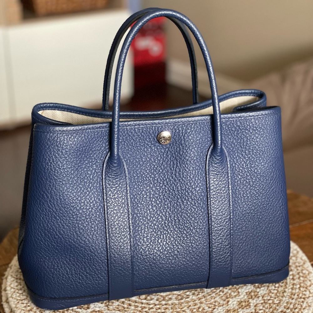 Hermes Garden Party 30/TPM in blue sapphire